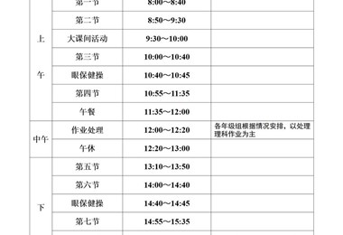 后塍学校初中部2024-2025学年度第一学期作息时间表