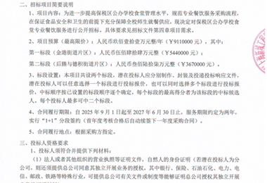 保税区公办学校食堂招标公告